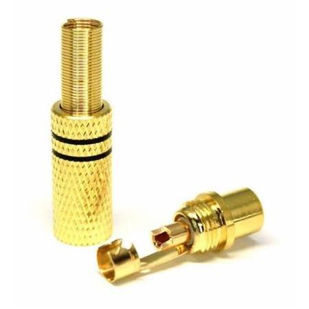RCA Dişi Tos Jak Fiş Metal Gold - Kırmızı Çizgili-SİYAH ÇİZGİLİ